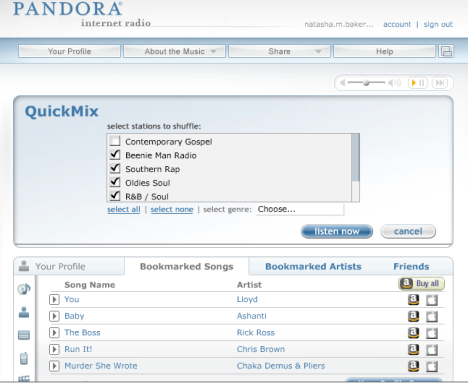 Pandora Screen Shot